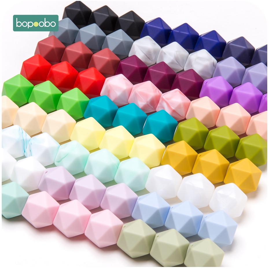 Baby Products Eco Friendly - Bopoobo 10pcs 14mm Polygon Silicone Beads