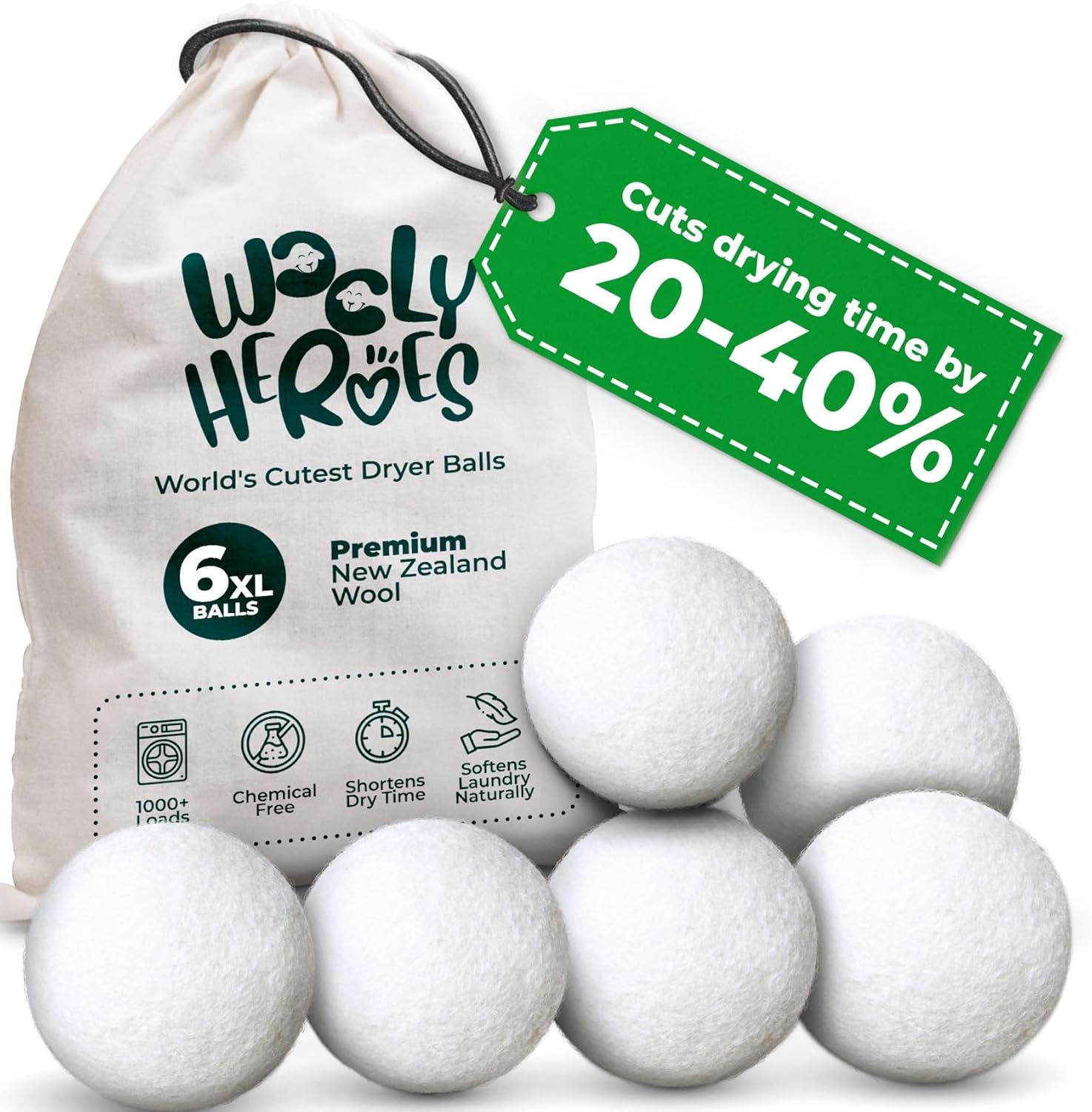 Baby Products Eco Friendly - 6-Pack Reusable Wool Dryer Balls -