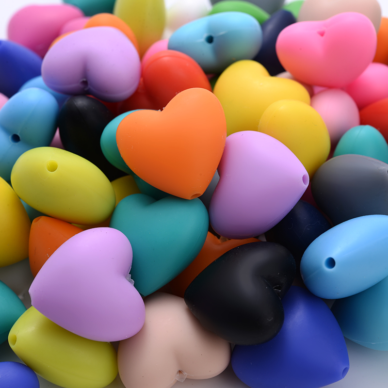 10Pcs Peach Heart Silicone Bea - Baby Products Eco Friendly incelemesi ve fiyatı