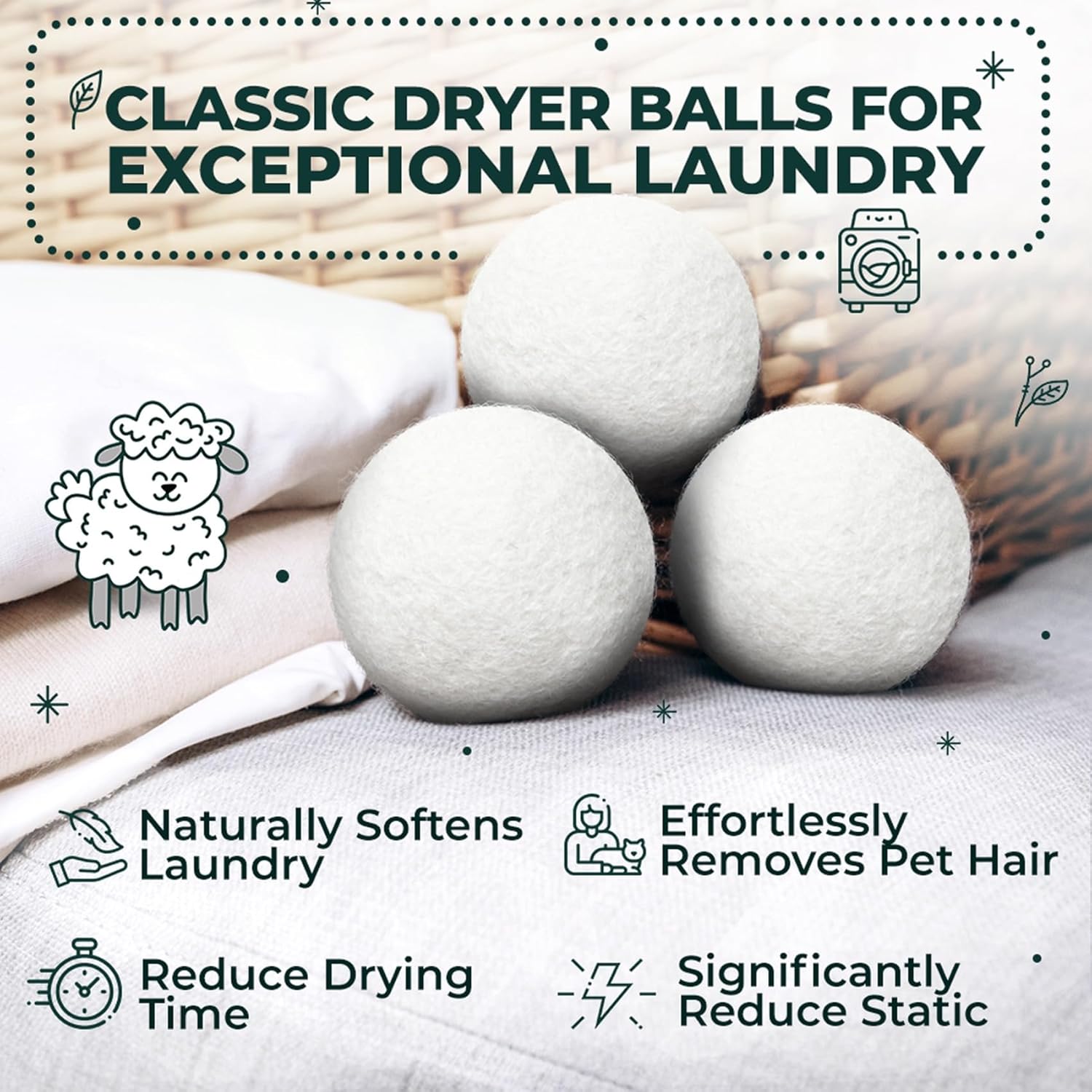 6-Pack Reusable Wool Dryer Bal - Baby Products Eco Friendly incelemesi ve fiyatı