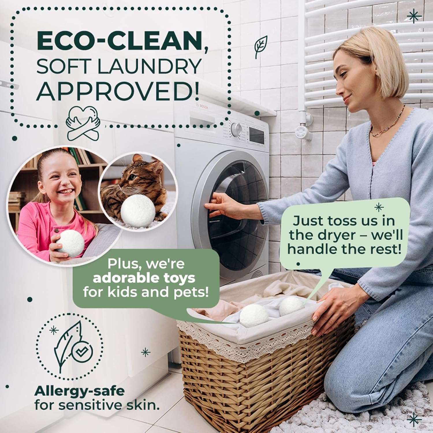 6-Pack Reusable Wool Dryer Bal - Baby Products Eco Friendly incelemesi ve fiyatı
